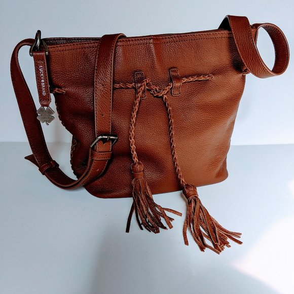 Lucky Brand Handbags - LUCKY Brand Cinnamon Brown Leather Crossbody Bag
